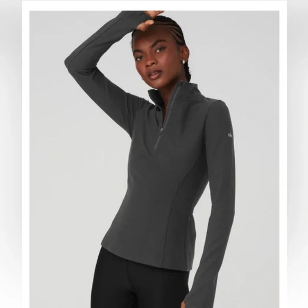Women’s Alo Yoga Alosoft 1/2 Zip Rapid Pullover in Anthracite Size small. Brand